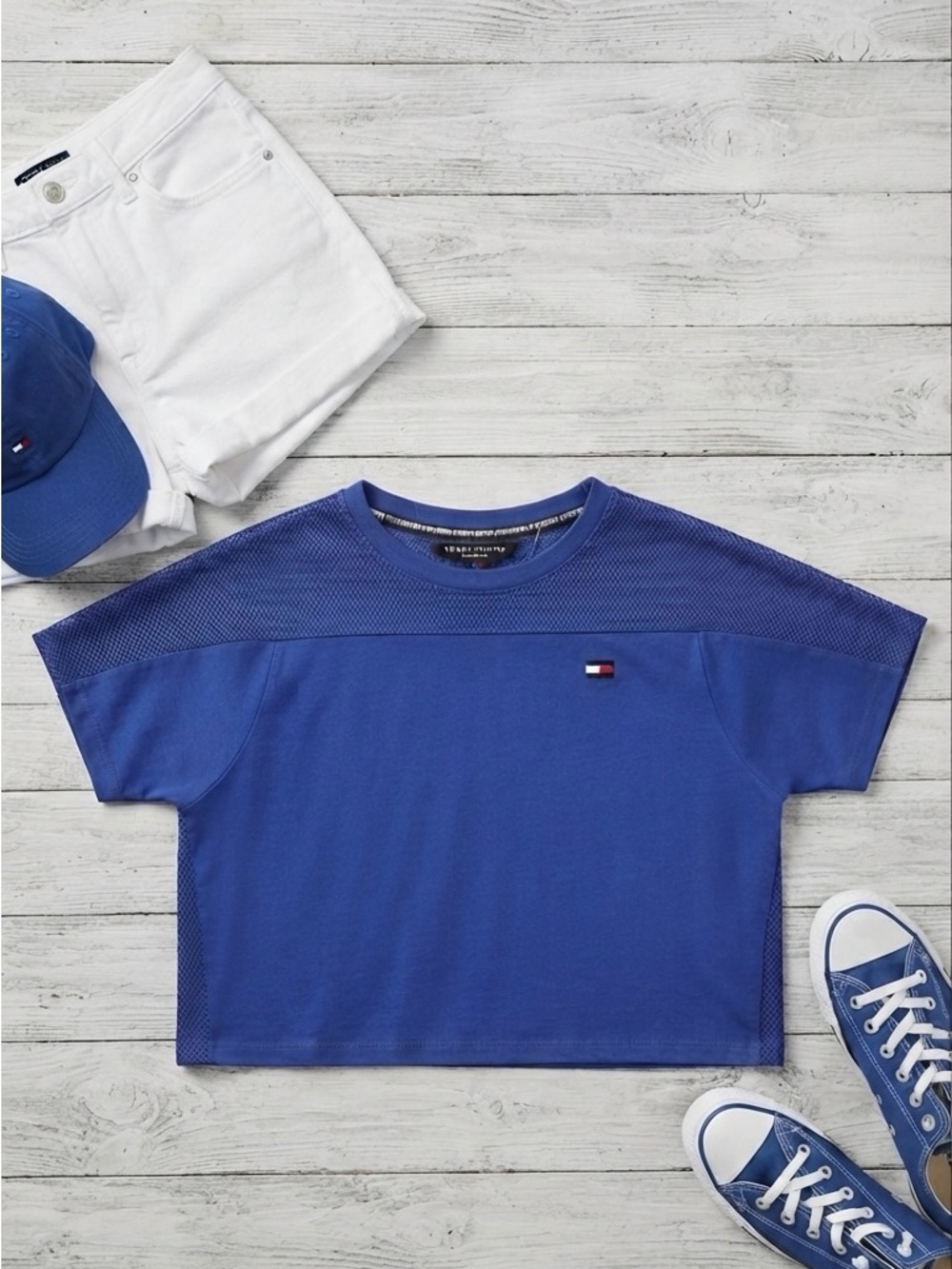 Tommy Hilfiger Blue Short-Sleeve Crewneck Top